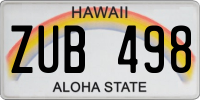 HI license plate ZUB498