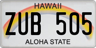 HI license plate ZUB505