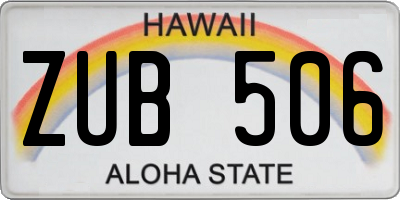HI license plate ZUB506