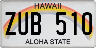 HI license plate ZUB510