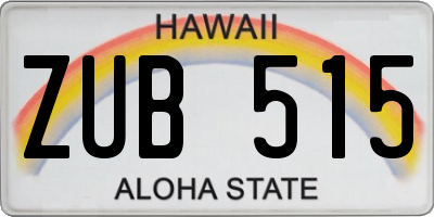 HI license plate ZUB515