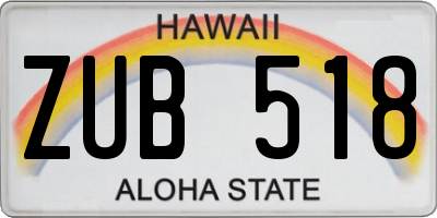 HI license plate ZUB518