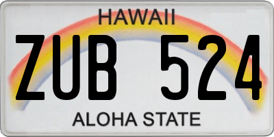 HI license plate ZUB524