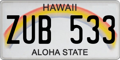 HI license plate ZUB533