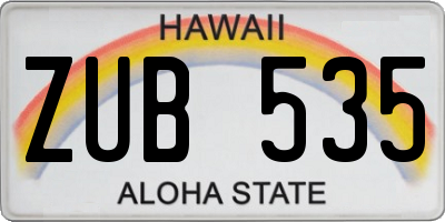 HI license plate ZUB535