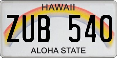 HI license plate ZUB540