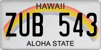 HI license plate ZUB543