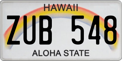 HI license plate ZUB548