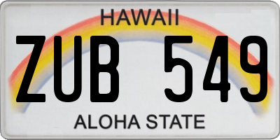 HI license plate ZUB549