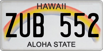 HI license plate ZUB552