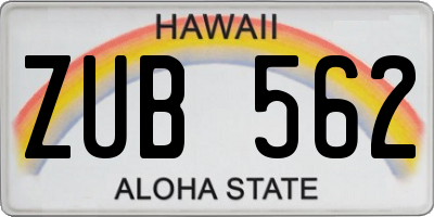 HI license plate ZUB562