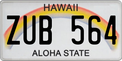 HI license plate ZUB564