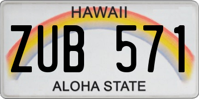 HI license plate ZUB571