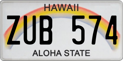 HI license plate ZUB574