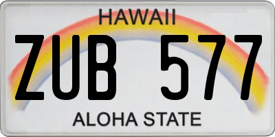 HI license plate ZUB577