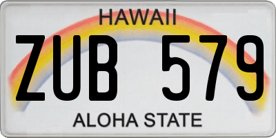 HI license plate ZUB579