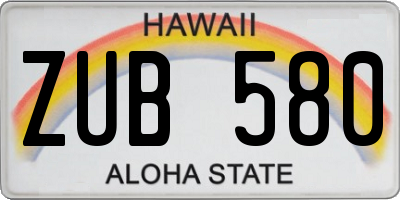 HI license plate ZUB580