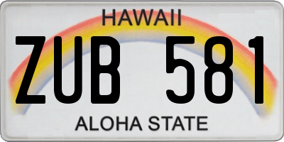 HI license plate ZUB581