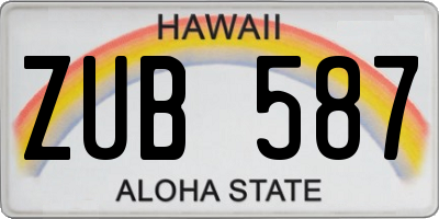 HI license plate ZUB587