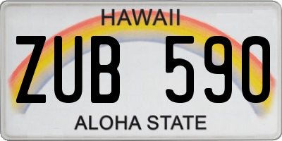 HI license plate ZUB590