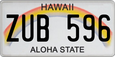 HI license plate ZUB596