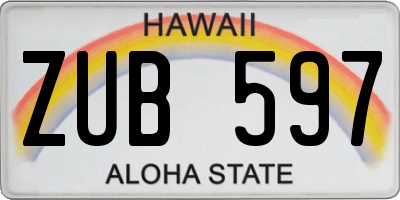 HI license plate ZUB597