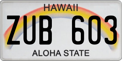 HI license plate ZUB603