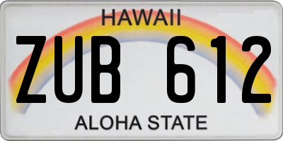 HI license plate ZUB612