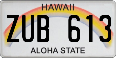 HI license plate ZUB613