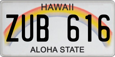 HI license plate ZUB616