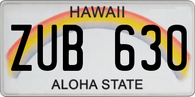 HI license plate ZUB630