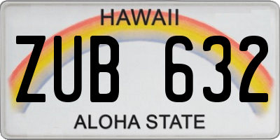 HI license plate ZUB632