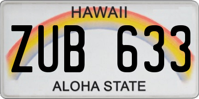 HI license plate ZUB633
