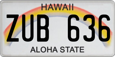 HI license plate ZUB636