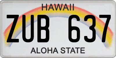 HI license plate ZUB637