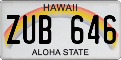 HI license plate ZUB646