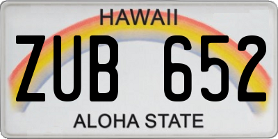 HI license plate ZUB652