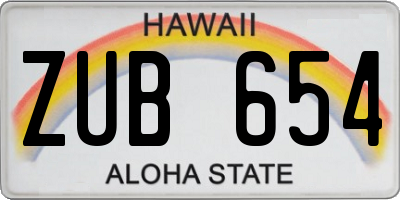 HI license plate ZUB654
