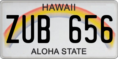 HI license plate ZUB656
