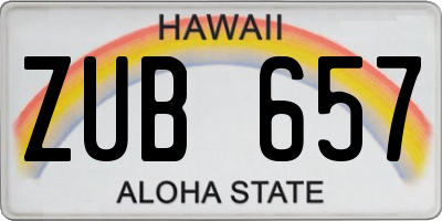 HI license plate ZUB657