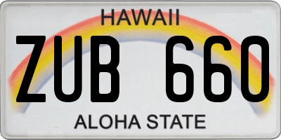 HI license plate ZUB660