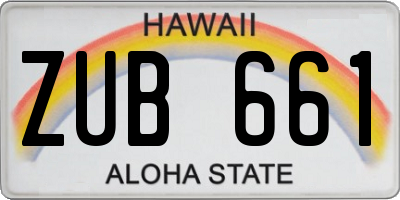 HI license plate ZUB661