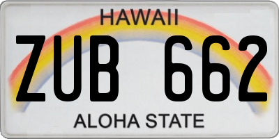 HI license plate ZUB662