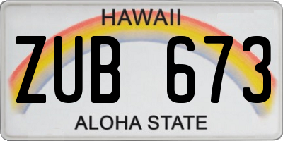 HI license plate ZUB673