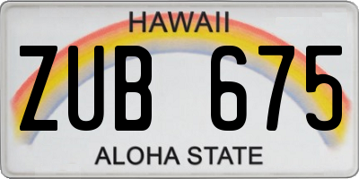 HI license plate ZUB675