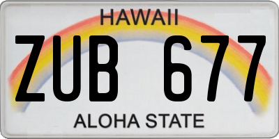 HI license plate ZUB677