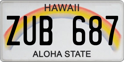 HI license plate ZUB687