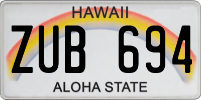 HI license plate ZUB694