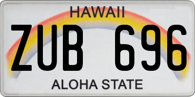 HI license plate ZUB696