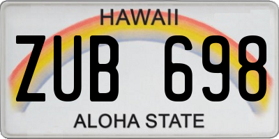 HI license plate ZUB698
